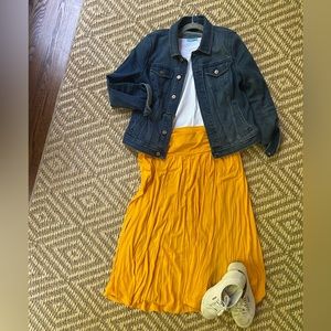 Bright golden-yellow midi skirt, size M, from Loft